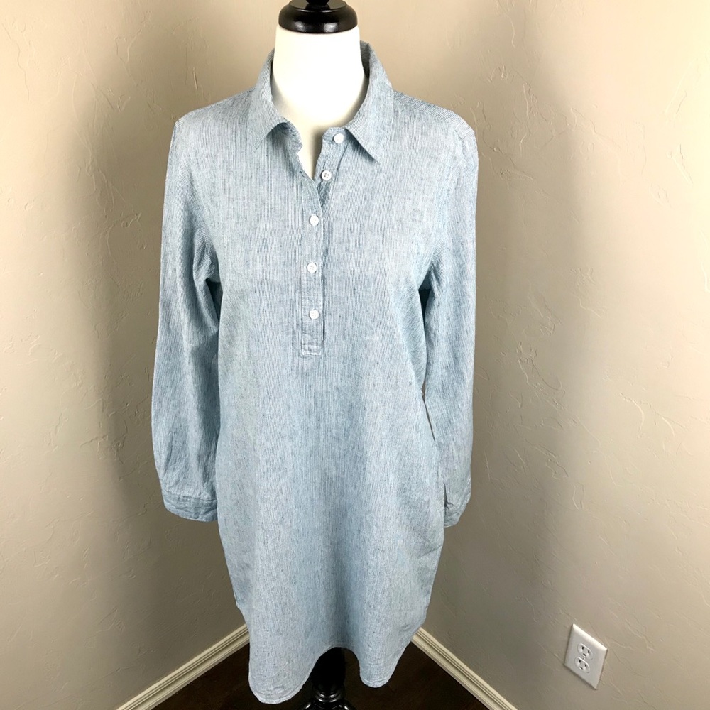 Freedom Trail Striped Linen/Cotton Shirt Dress